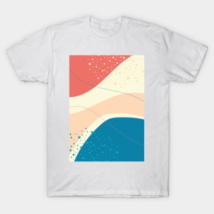 Modern Abstract Organic Shapes in Yellow, Peach, Salmon and Blue T-Shirt